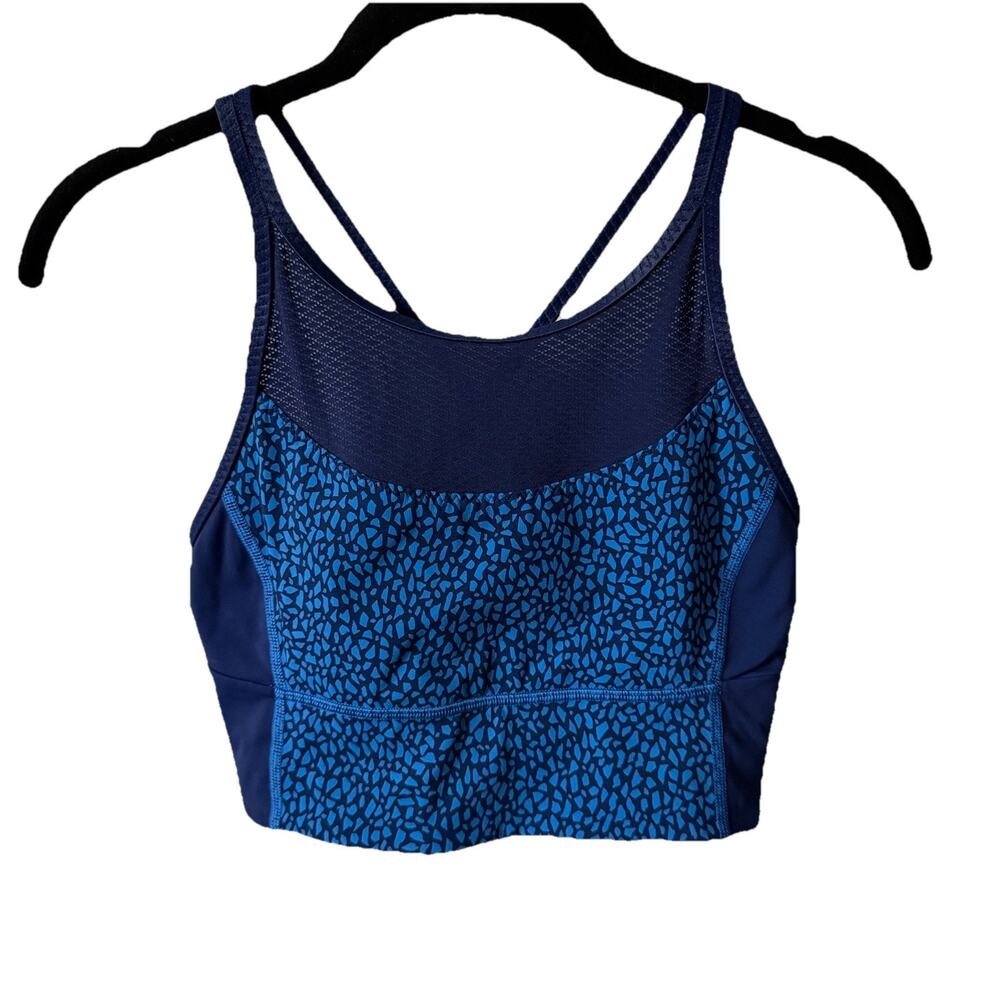 Lululemon 6 Hero Sports Bra Blue Print Mosaic Longline Racerback Active